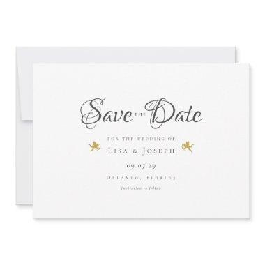 Gold Cupids Elegant Script Save The Date