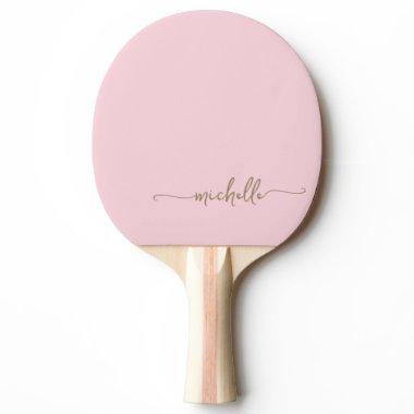 Gold Custom Name Signature Script Blush Pink Ping Pong Paddle