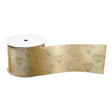 Gold Diamond Elegant Sparkle Wedding Engagement Satin Ribbon