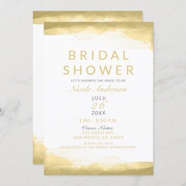 Gold Dijon Mustard Watercolor Modern Bridal Shower Invitations