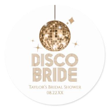 Gold Disco Ball Disco Bride Bridal Shower Classic Round Sticker