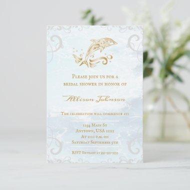 Gold Dolphin Bridal Shower Invite