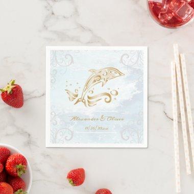 Gold Dolphin Bridal Shower Napkin