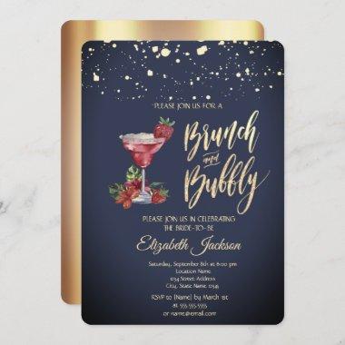 Gold Dots Cocktail Glass Bridal Shower Invitations