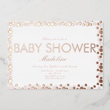 Gold Dots Pattern Baby Shower Foil Invitations