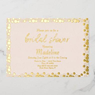 Gold Dots Pattern Wedding Foil Pressed Invitations