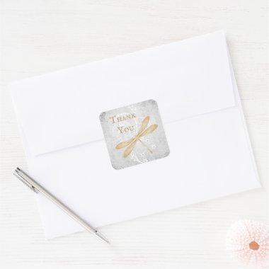 Gold Dragonfly Thank You Stickers