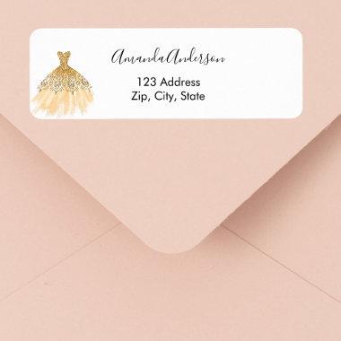 Gold dress white elegant return address label