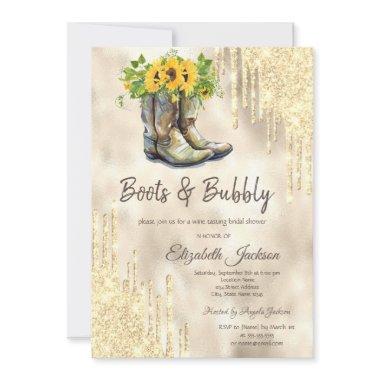 Gold Drips Boots Sunflowers
