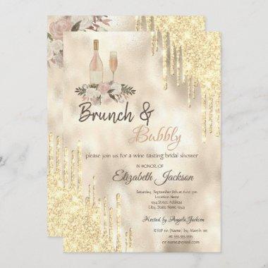 Gold Drips Brunch & Bubbly Bridal Shower Invitations