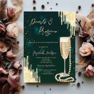 Gold Drips Green Pearls Prosecco