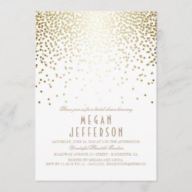 Gold Effect Confetti Art Deco Bridal Shower Invitations