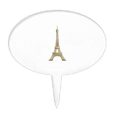 Gold Eiffel Tower Cake Topper Pick