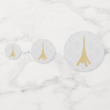 Gold Eiffel Tower Damask Wedding Table Confetti