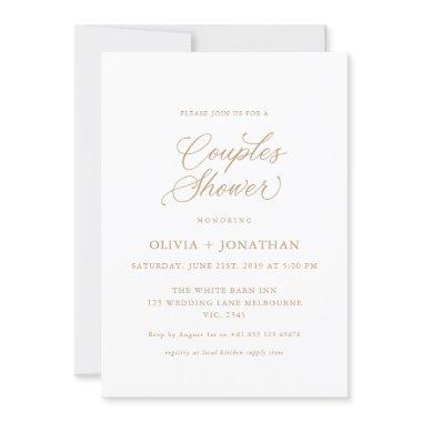 Gold Elegant Modern Couples Shower Calligraphy