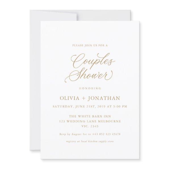 Gold Elegant Modern Couples Shower Calligraphy