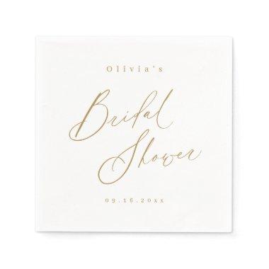 Gold elegant modern script minimal bridal shower napkins