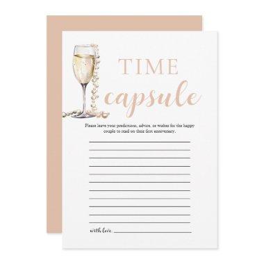 Gold Elegant Pearls and Prosecco Time Capsule Invitations