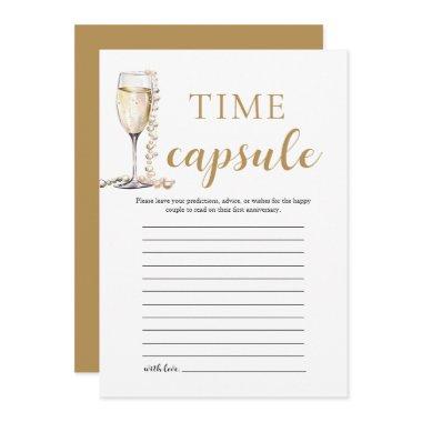 Gold Elegant Pearls and Prosecco Time Capsule Invitations