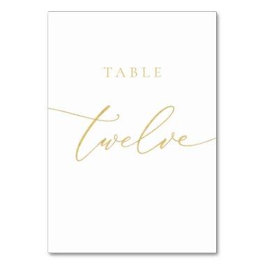 Gold Elegant Script Table Number Twelve