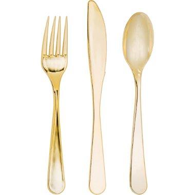 Gold Elise Metalic Plastic Cutlery