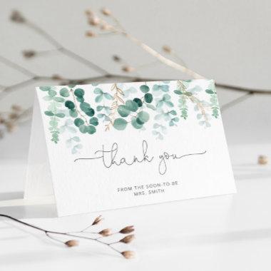 Gold eucalyptu  folded thank you