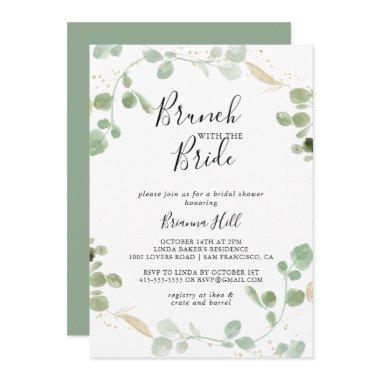 Gold Eucalyptus Brunch with the Bride Shower Invitations