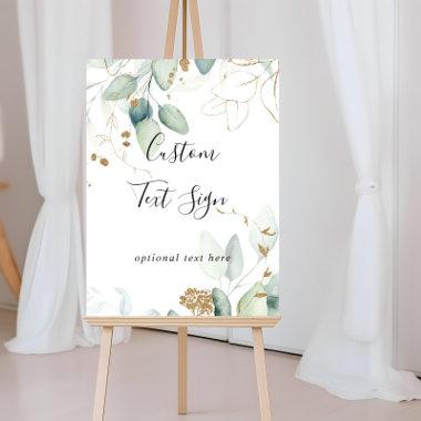 Gold Eucalyptus Calligraphy Custom Text Sign