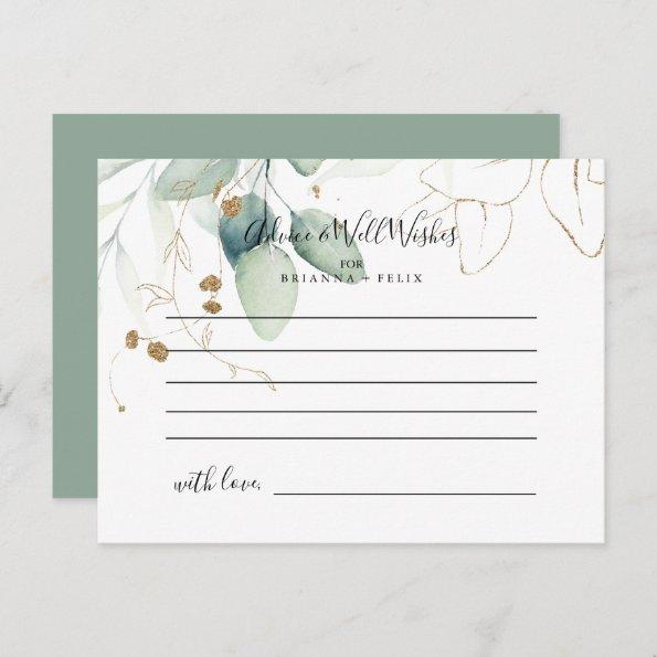  Gold Eucalyptus Calligraphy Wedding Advice Card