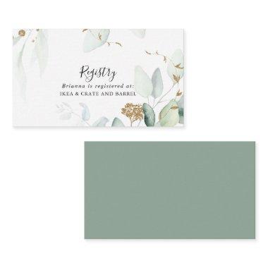 Gold Eucalyptus Calligraphy Wedding Gift Registry Enclosure