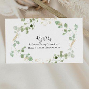 Gold Eucalyptus Foliage Wedding Gift Registry Enclosure