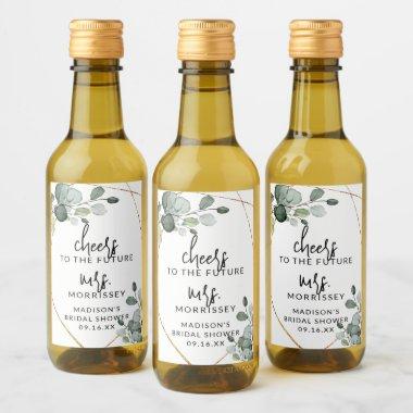Gold Eucalyptus Greenery Bridal Shower Favor Wine Label