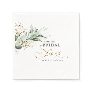 Gold Eucalyptus Greenery Bridal Shower Napkins