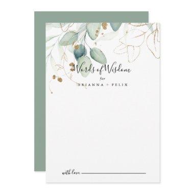 Gold Eucalyptus Wedding Words of Wisdom  Advice Card