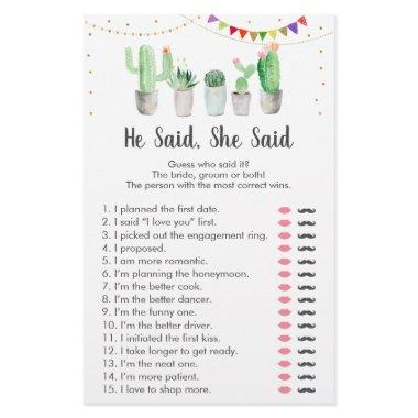 Gold Fiesta Cactus He Said She Said Game