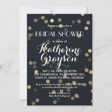 Gold Flecks Starry Night Bridal Shower Invitations
