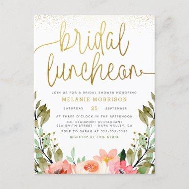 Gold Floral Bridal Luncheon Bridal Shower Invitation PostInvitations