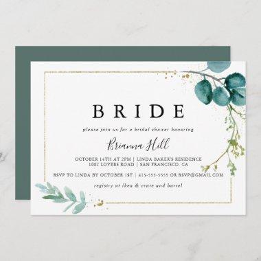 Gold Floral Tropical Greenery Bride Bridal Shower Invitations