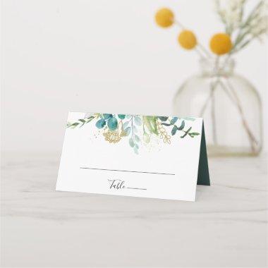 Gold Floral Tropical Greenery Wedding Place Invitations