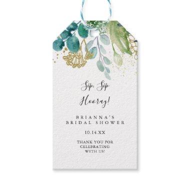 Gold Floral Tropical Sip Sip Hooray Bridal Shower Gift Tags