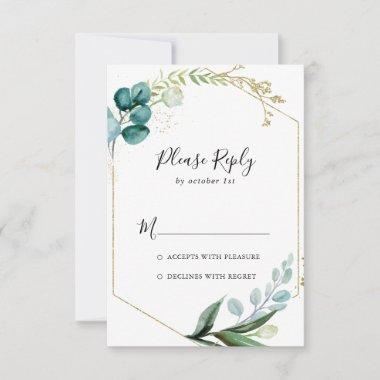 Gold Floral With Tropical Greenery RSVP