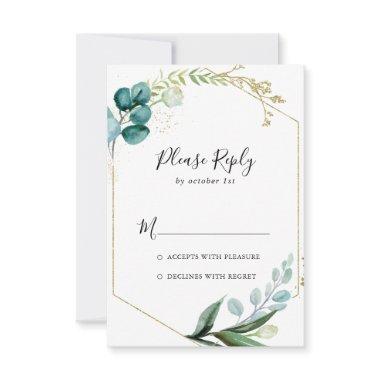 Gold Floral With Tropical Greenery RSVP