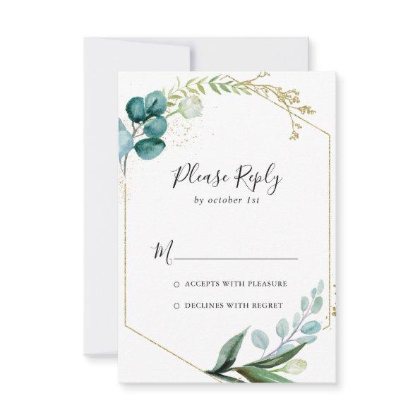 Gold Floral With Tropical Greenery RSVP