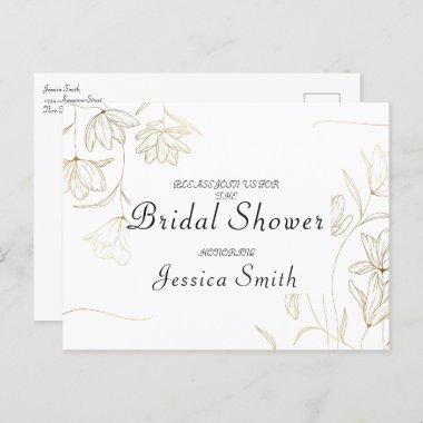 Gold Flower Bridal Shower Invitation PostInvitations
