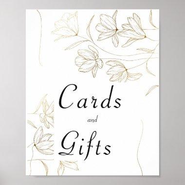 Gold Flower Invitations and Gifts Poster Sign