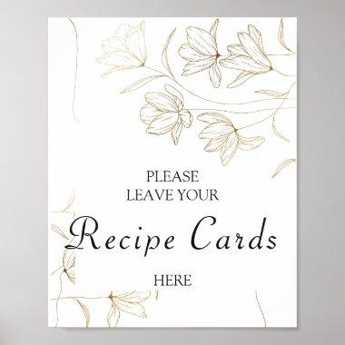 Gold Flower Recipe Invitations Poster Sign