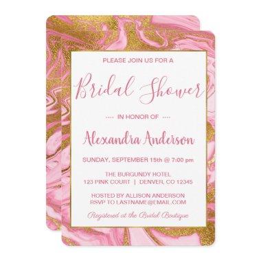 Gold Foil and Hot Pink Marble