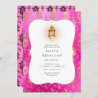 Gold Foil Arabian Bollywood Bridal Shower Invitations