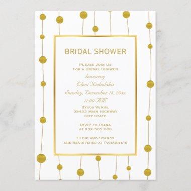 Gold foil beads modern wedding bridal shower Invitations