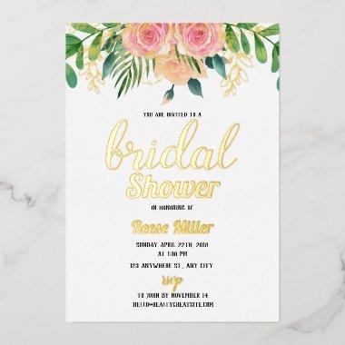Gold foil boho floral  foil